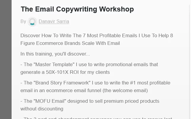 The Email Copywriting Workshop By Danavir Sarria